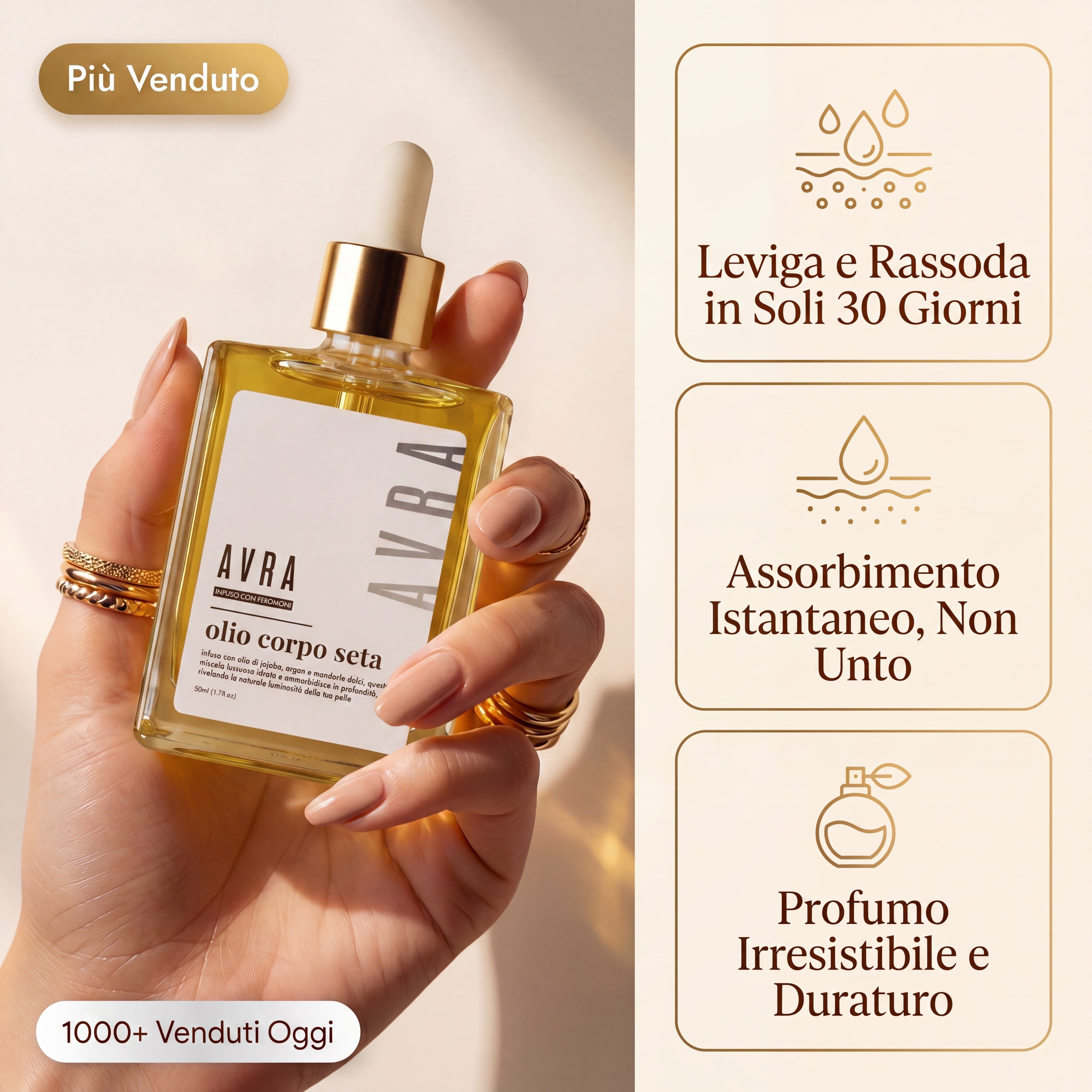 Avra Olio Corpo Seta — Leviga e rassoda in 30 giorni